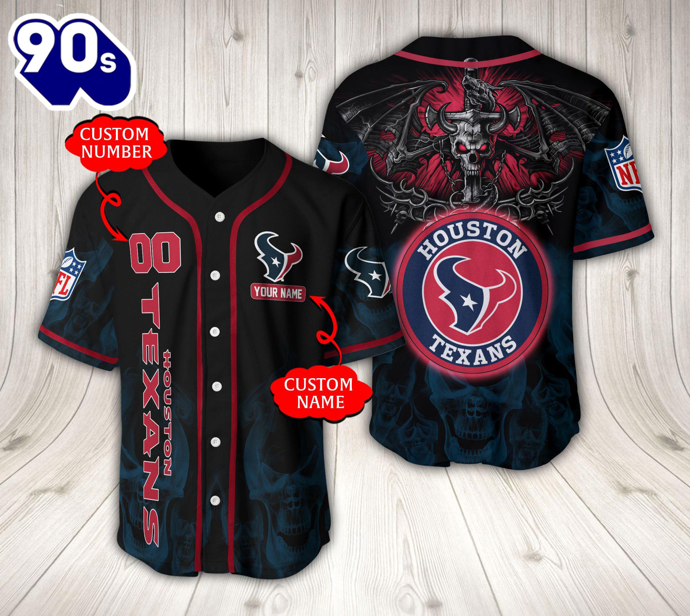 Houston Texans NFL Baseball Jersey Custom Name And Number Shirt For Fans Houston Texans NFL Baseball Jersey Custom Name And Number Shirt For Fans