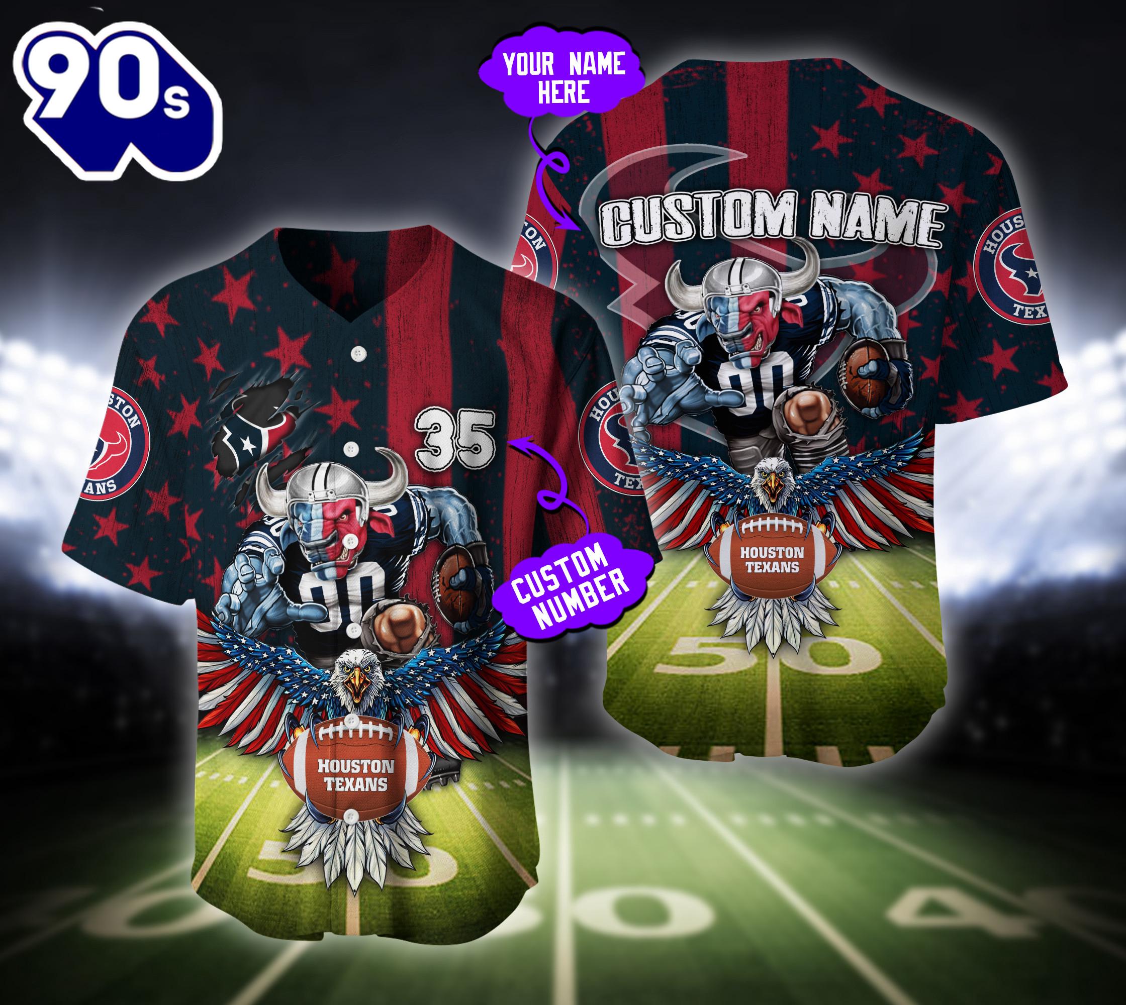 Houston Texans NFL Baseball Jersey Custom Shirt For Fans Houston Texans NFL Baseball Jersey Custom Shirt For Fans