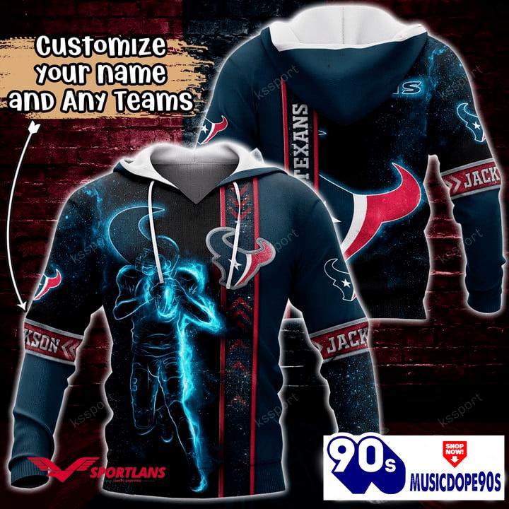 Houston Texans NFL Custom Name 3D Hoodie Teams Shirt For Fans Houston Texans NFL Custom Name 3D Hoodie Teams Shirt For Fans