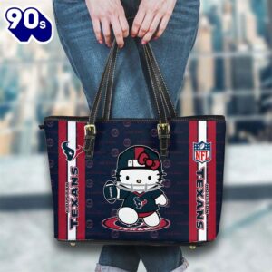 Houston Texans NFL Kitty Women Leather Tote Bag   Gift For Christmas