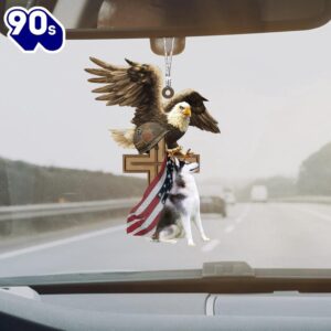 Husky And Eagle American Flag…