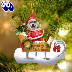 Husky Merry Christmas Ornament, Gift…