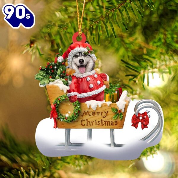 Husky Merry Christmas Ornament, Gift For Christmas