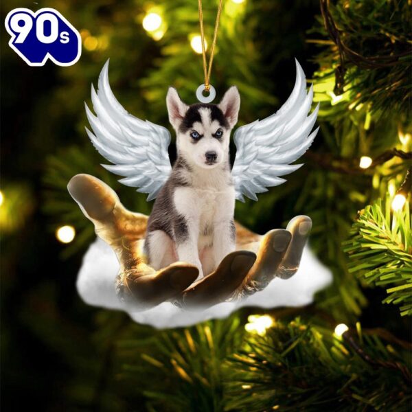 Husky On The Hands Of Jesus Ornament, Gift For Christmas