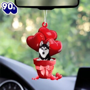 Husky Red Heart Balloon Ornament,…