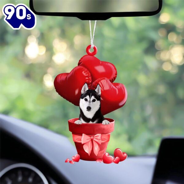 Husky Red Heart Balloon Ornament, Gift For Christmas