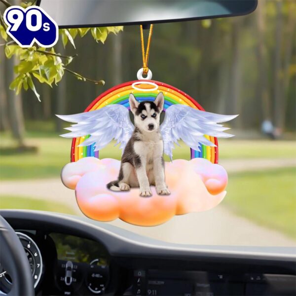 Husky With Angel Wings Memorial Ornament, Gift For Christmas