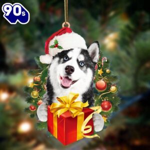 Husky-Dogs Give Gifts Hanging Ornament,…