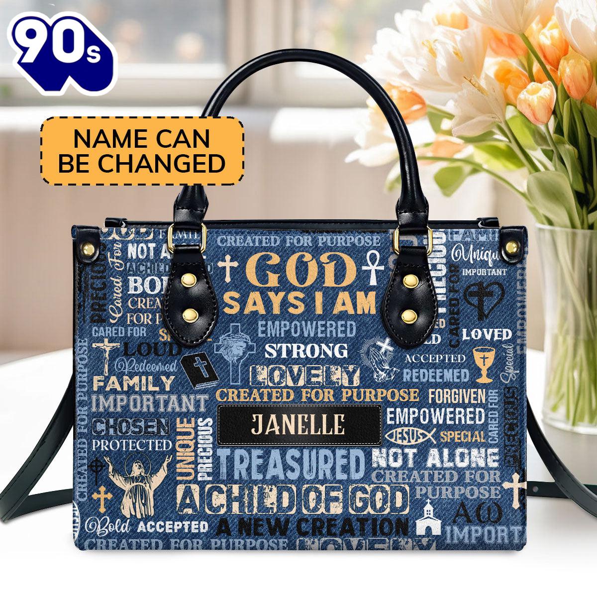 I Am A Child Of God Custom Name Leather Handbags For Women, Christian Bags Gift For Women Christmas I Am A Child Of God Custom Name Leather Handbags For Women, Christian Bags Gift For Women Christmas