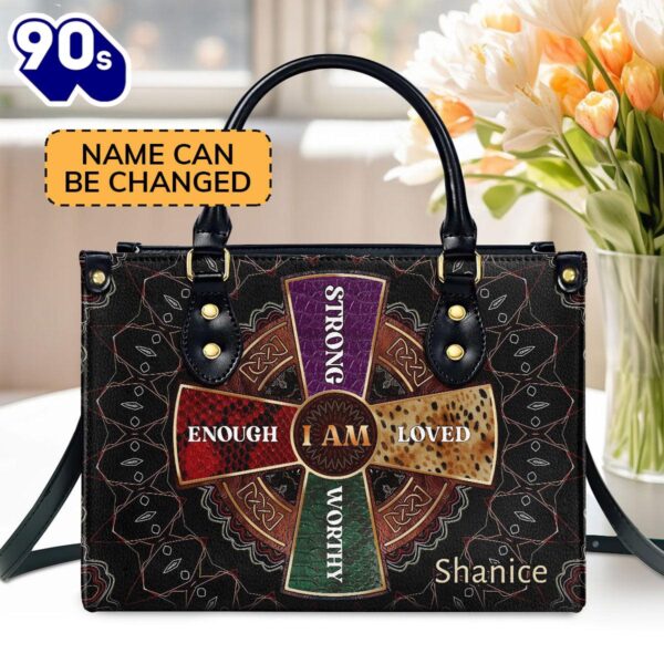 I Am Custom Name Leather Handbags For Women, Christian Bags  Gift For Women Christmas