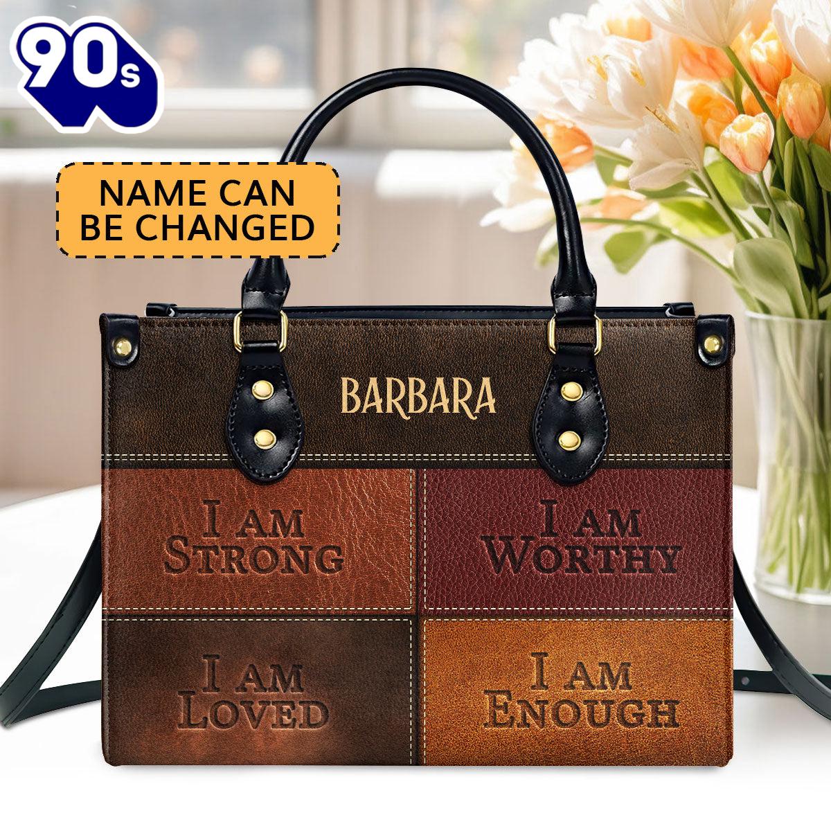 I Am Strong Personalized Zippered Leather Handbag With Handle Religious Gift For Worship Friends, Christian Bags Gift For Women Christmas I Am Strong Personalized Zippered Leather Handbag With Handle Religious Gift For Worship Friends, Christian Bags Gift For Women Christmas