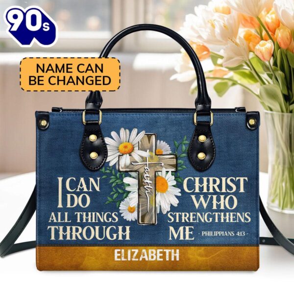 I Can Do All Things Custom Name Leather Handbags For Women, Christian Bags  Gift For Women Christmas