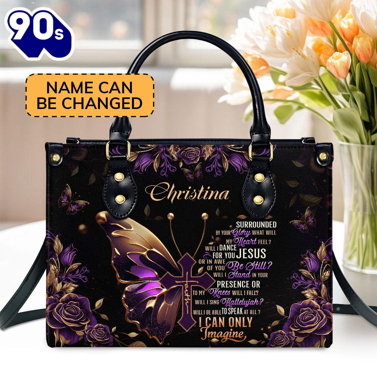 I Can Only Imagine Personalized Leather Handbag With Zipper , Christian Bags Gift For Women Christmas I Can Only Imagine Personalized Leather Handbag With Zipper , Christian Bags Gift For Women Christmas