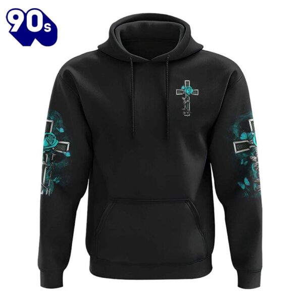 I Can Only Imagine Teal Rose Cross 3D Hoodie