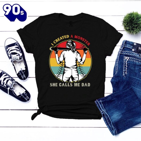 I Created A Monster She Calls Me Dad Softball Classic Unisex T-Shirt Gildan