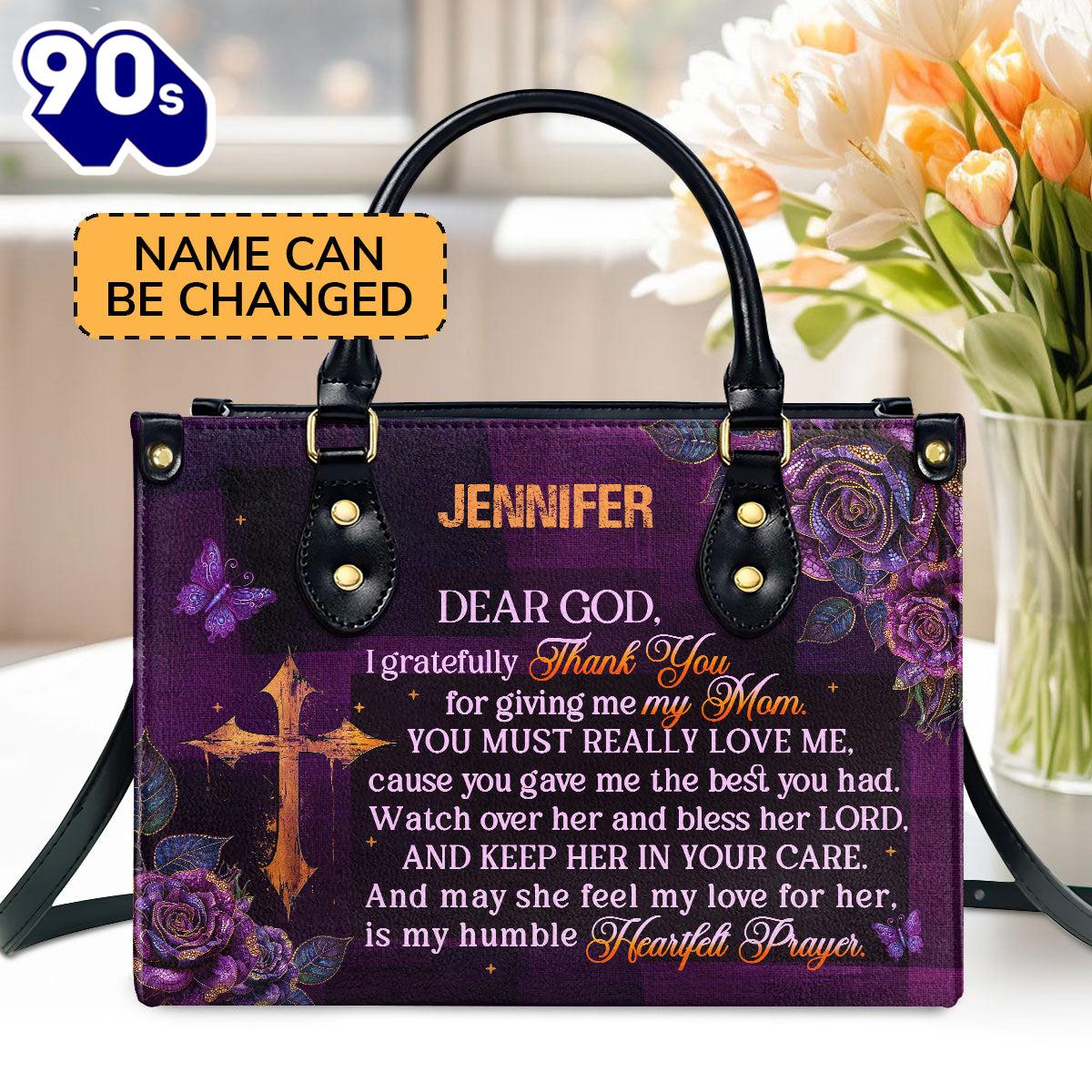 I Gratefully For Giving Me My Mom Custom Name Leather Handbags For Women, Christian Bags Gift For Women Christmas I Gratefully For Giving Me My Mom Custom Name Leather Handbags For Women, Christian Bags Gift For Women Christmas