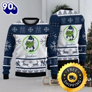 I Hate People But I Love New York Yankees Grinch Ugly Christmas Sweater, New York Yankees Ugly Sweater, MLB Christmas Sweater