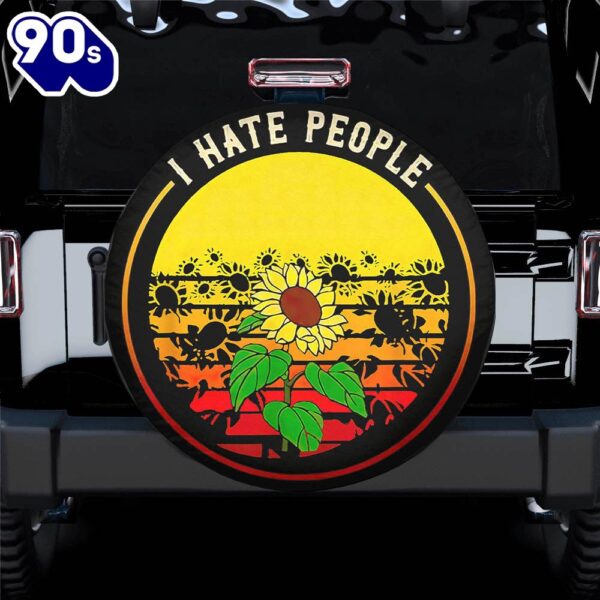 Hippie Tire Covers I Hate People Sunflower Retro 70s Style Spare Tire Cover Gift For Campers