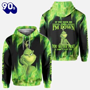 If You Kick Me - Personalized Grinch Stole Christmas All Over T-shirt and Hoodie