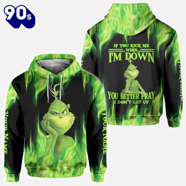 If You Kick Me – Personalized Grinch Stole Christmas All Over T-shirt and Hoodie