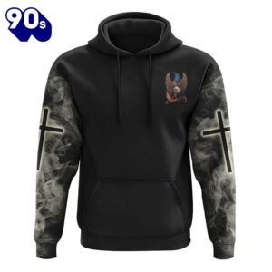 In God We Trust Eagle Cross Smoke 3D Hoodie