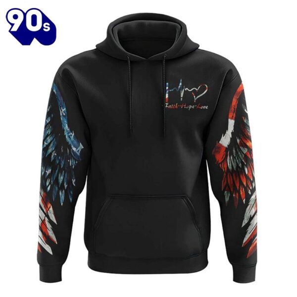 In God We Trust Eagle Wing Painting Flag 3D Hoodie