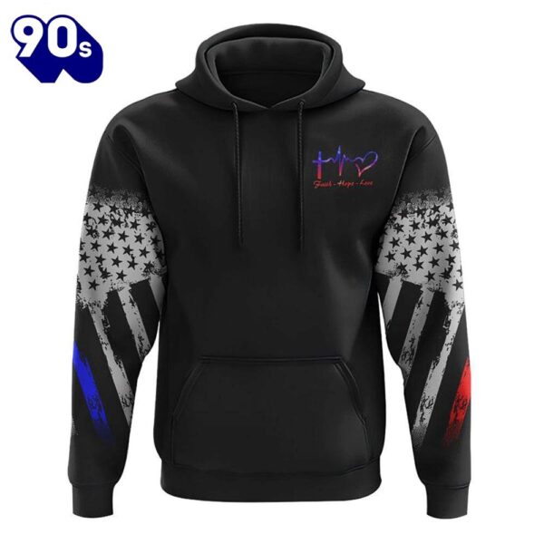 In God We Trust Police Firefighter Wings 3D Hoodie