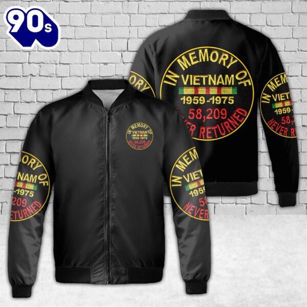 In Memory Vietnam Veteran War U.S Veteran Proud AOP Fleece Bomber Jacket