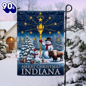 Indiana Christmas Flag Snowman with…