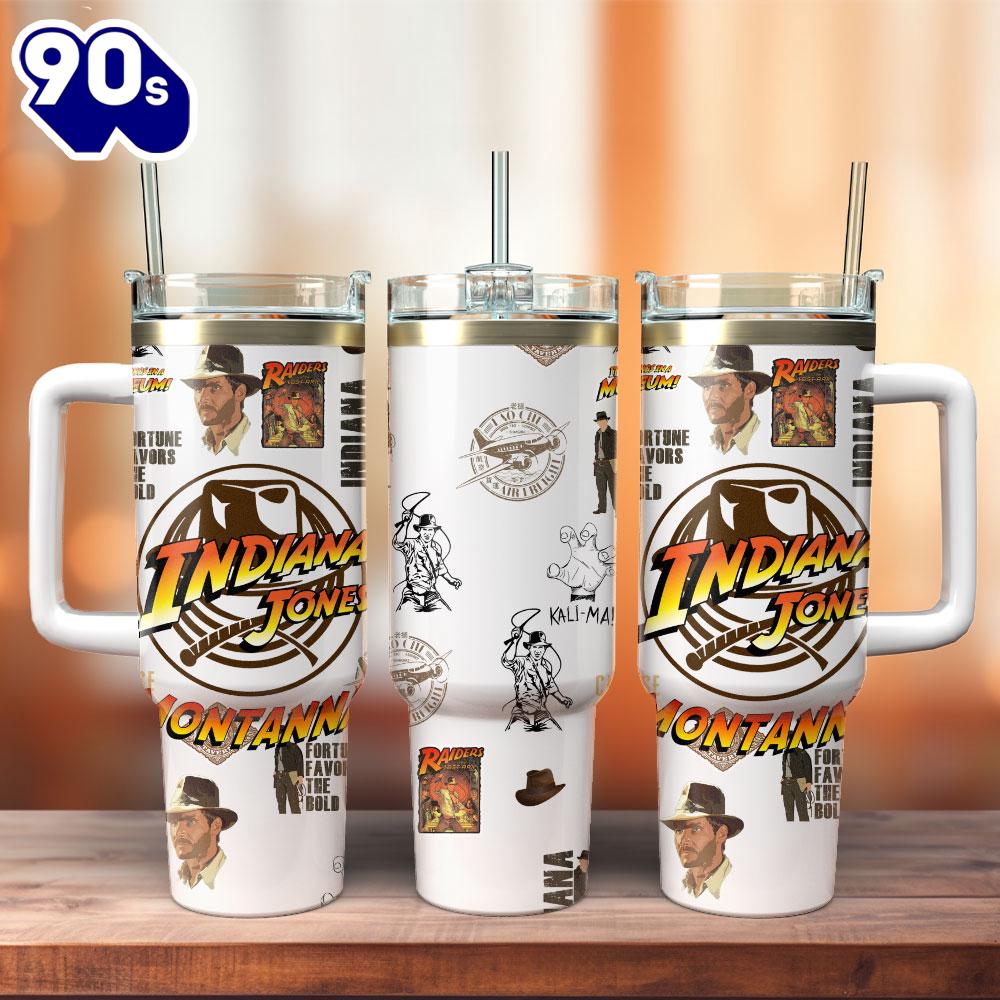 Indiana Jones Raiders Of The Lost Ark Movie Custom Stanley Quencher 40oz Stainless Steel Tumbler With Handle For Fans Indiana Jones Raiders Of The Lost Ark Movie Custom Stanley Quencher 40oz Stainless Steel Tumbler With Handle For Fans