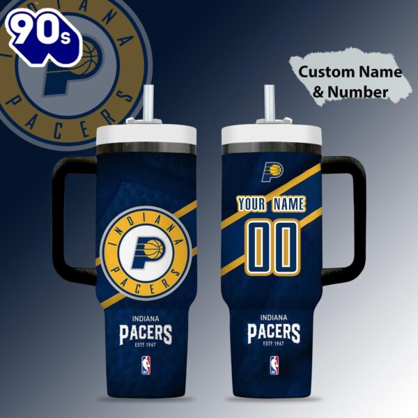 Indiana Pacers NBA Custom Stanley Quencher 40oz Stainless Steel Tumbler With Handle