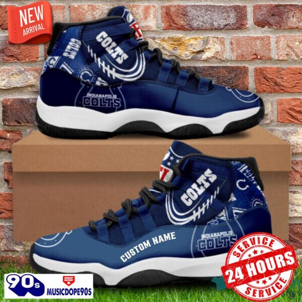 Indianapolis Colts Custom Name NFL Air Jordan 11 Shoes Men And Women Sneakers