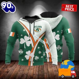 Ireland Shamrock St Patricks Day Green 3D Realistic Hoodie 2025