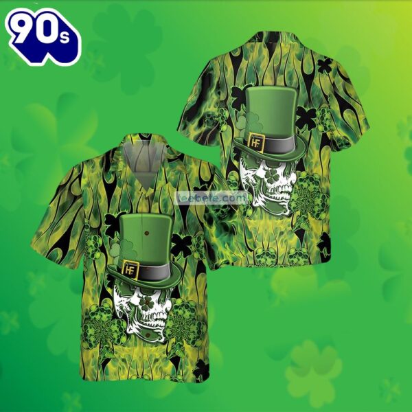 Irish Skull Saint Shamrock St Patrick Green Big And Tall Hawaiian Shirts 2025