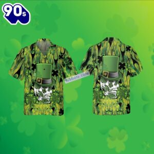 Irish Skull Saint Shamrock St Patrick Green Big And Tall Hawaiian Shirts 2025