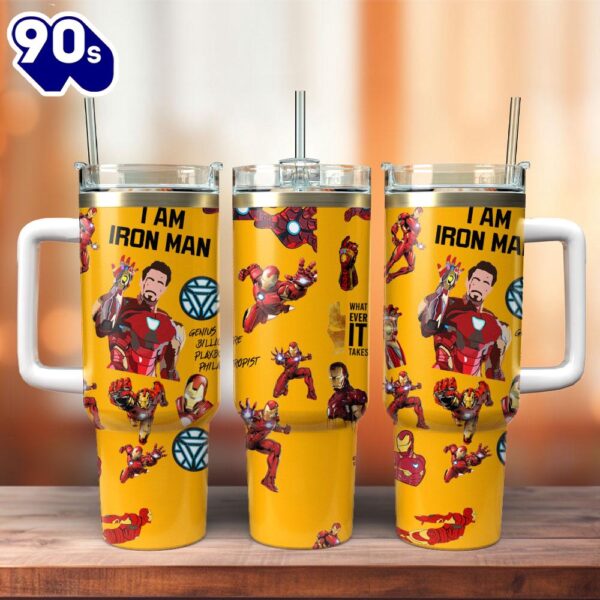 Iron Man I Love You 3000 Movie Custom Stanley Quencher 40oz Stainless Steel Tumbler  For Fans