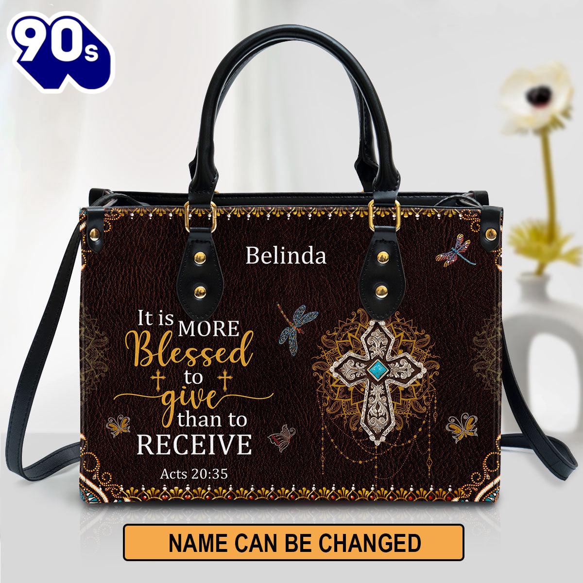 It Is More Blessed To Give Than To Receive Beautiful Personalized Leather Bag For Women , Christian Bags Gift For Women Christmas It Is More Blessed To Give Than To Receive Beautiful Personalized Leather Bag For Women , Christian Bags Gift For Women Christmas