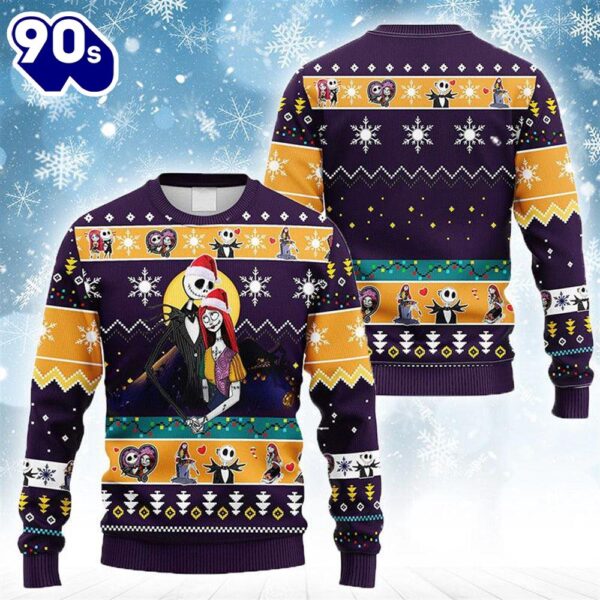 Merry Christmas Jack And Sally In Love Nightmare Before Christmas Ugly Sweater