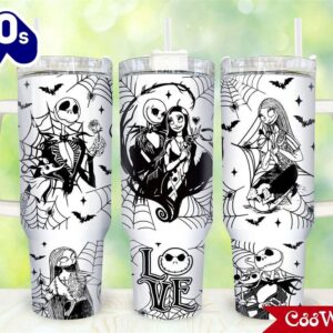 Jack And Sally The Nightmare Before Christmas Cartoon Custom Stanley Cup 40 Oz Tumbler With Handle 3