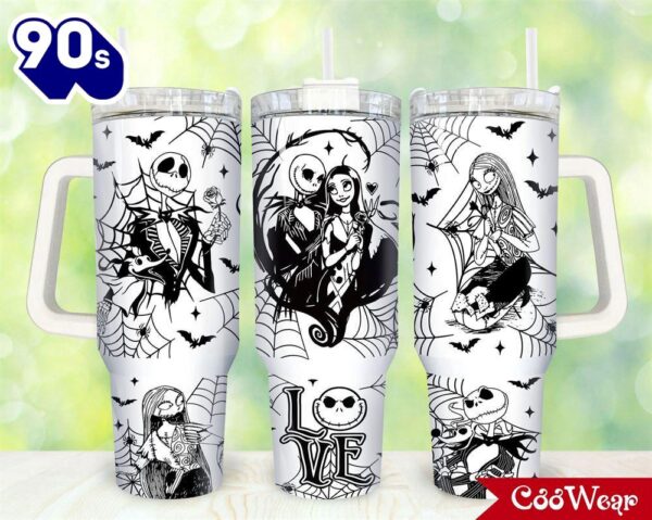 Jack And Sally The Nightmare Before Christmas Cartoon Custom Stanley Cup 40 Oz Tumbler With Handle 3