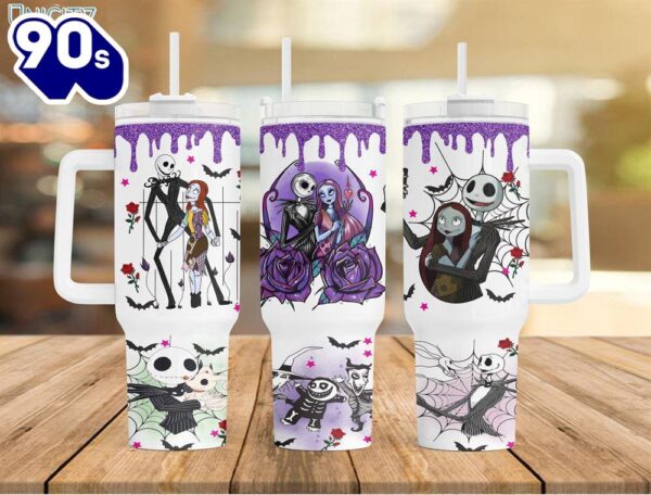 Jack And Sally The Nightmare Before Christmas Cartoon Custom Stanley Cup 40 Oz Tumbler With Handle 4