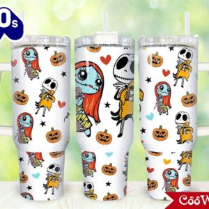 Jack And Sally The Nightmare Before Christmas Cartoon Custom Stanley Cup 40 Oz Tumbler With Handle 5