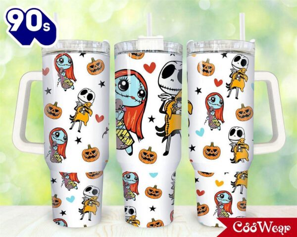 Jack And Sally The Nightmare Before Christmas Cartoon Custom Stanley Cup 40 Oz Tumbler With Handle 5