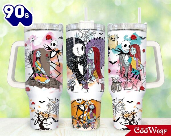 Jack And Sally The Nightmare Before Christmas Cartoon Custom Stanley Cup 40 Oz Tumbler With Handle 6