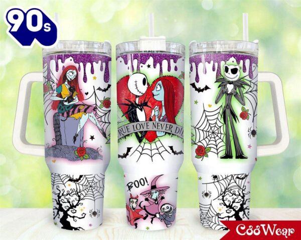 Jack And Sally The Nightmare Before Christmas Cartoon Custom Stanley Cup 40 Oz Tumbler With Handle