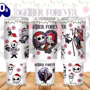 Jack And Sally The Nightmare Before Christmas Cartoon Custom Stanley Cup 40 Oz Tumbler With Handle 9