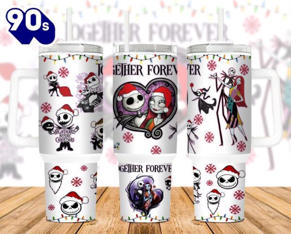 Jack And Sally The Nightmare Before Christmas Cartoon Custom Stanley Cup 40 Oz Tumbler With Handle 9