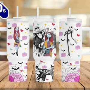 Jack And Sally The Nightmare Before Christmas Movies Custom Stanley Cup 40 Oz Tumbler With Handle