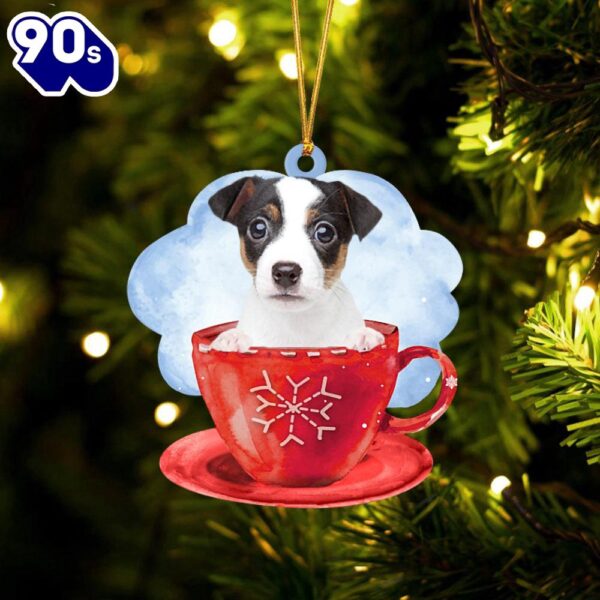 Jack Russell Terrier On The Cup Christmas Ornament, Gift For Christmas