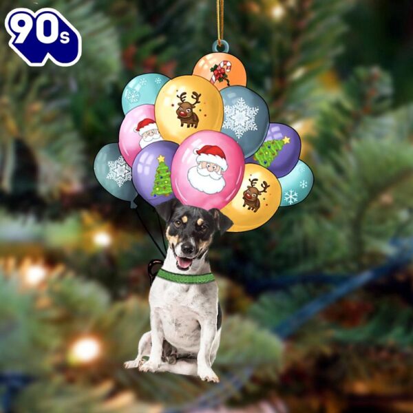 Jack Russell Terrier(2) With Balloons Christmas Ornament, Gift For Christmas